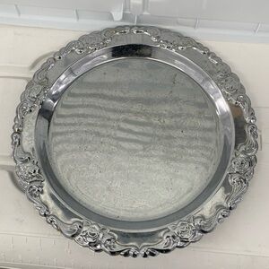 Vintage Davco China Silver Plated Serving Tray 14” Round Plate